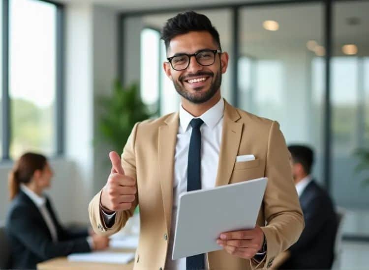 Hombre en traje sonriendo, representando la confianza y profesionalismo de nuestra agencia inmobiliaria en Coyoacán.